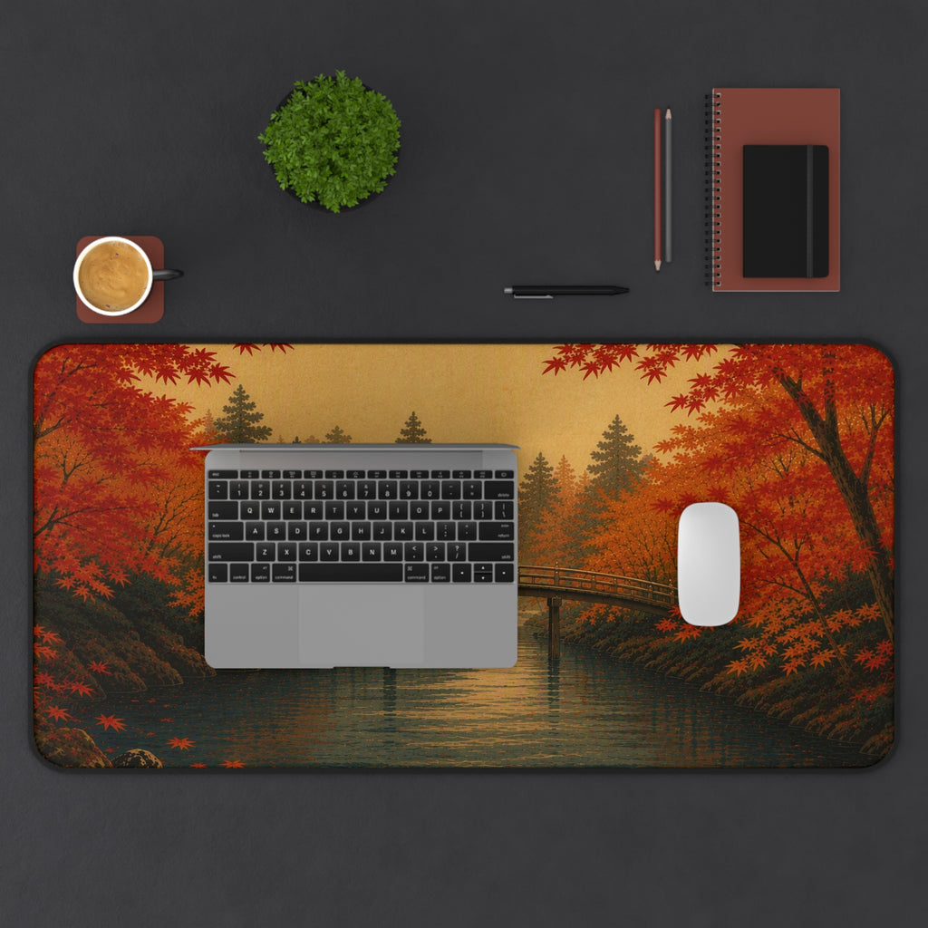 Maple River Desk Mat — Japanese autumn desk pad by Akariwave, view 6
