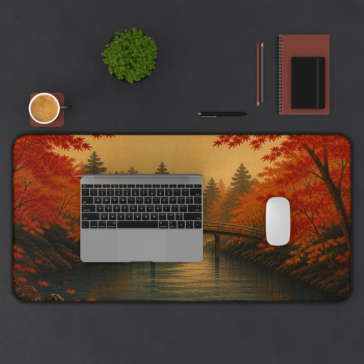 Maple River Desk Mat — Japanese autumn desk pad by Akariwave, view 6