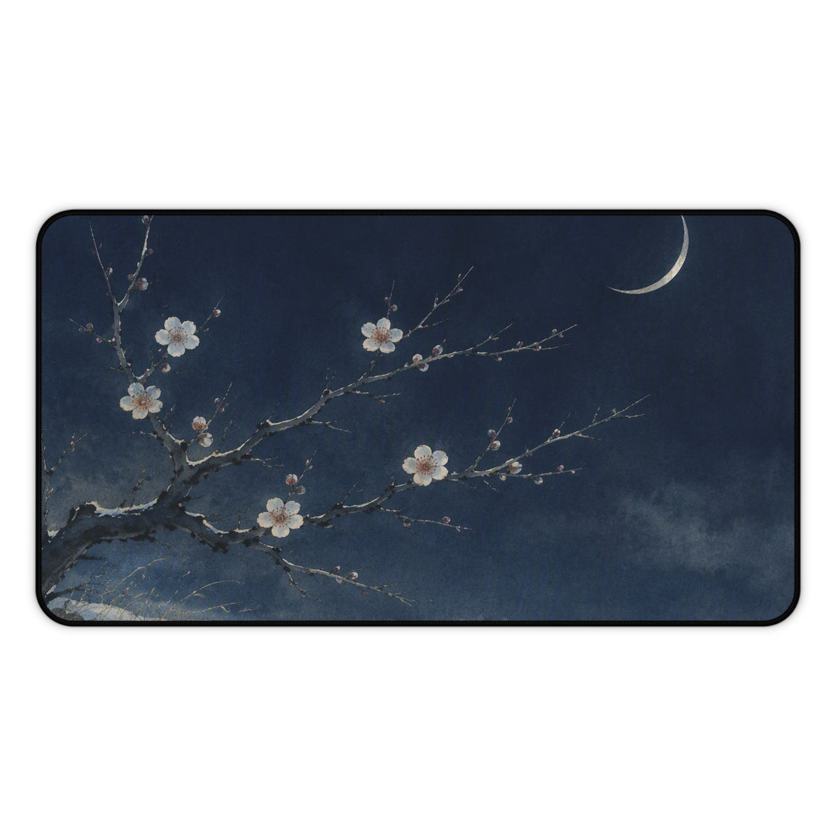 Plum Blossom Desk Mat — Japanese winter moon desk pad by Akariwave, view 3