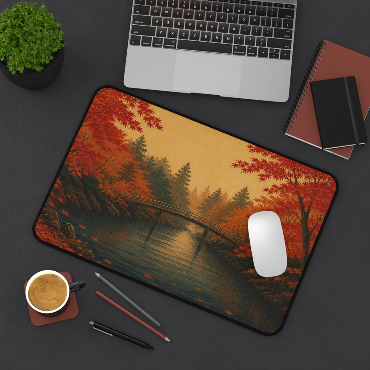 Maple River Desk Mat — Japanese autumn desk pad by Akariwave, view 10