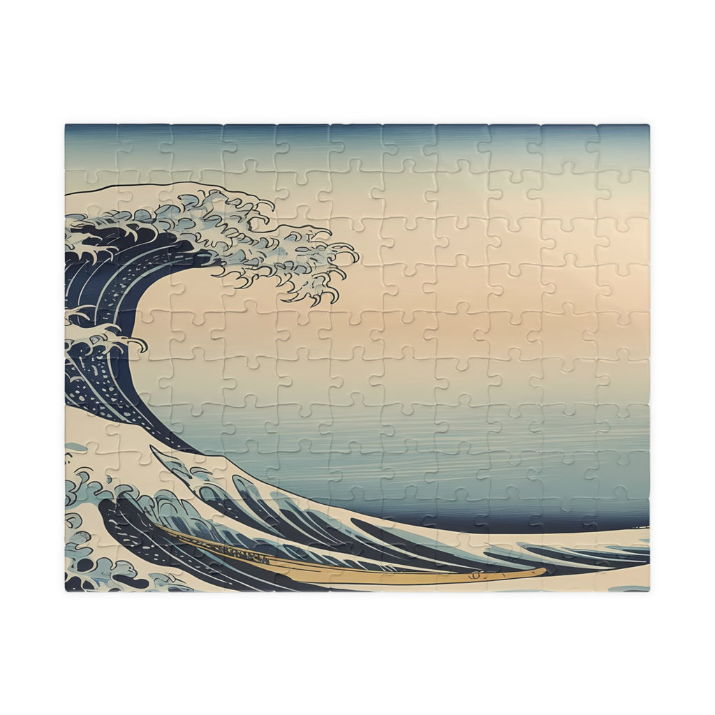 Hokusai Wave Puzzle — Japanese ukiyo-e ocean wave design jigsaw puzzle by Akariwave