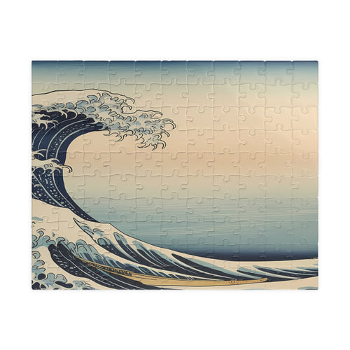Hokusai Wave Puzzle — Japanese ukiyo-e ocean wave design jigsaw puzzle by Akariwave