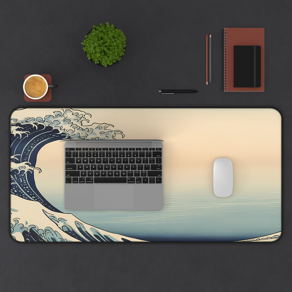 Hokusai Wave Desk Mat — Japanese wave art desk pad by Akariwave, view 5