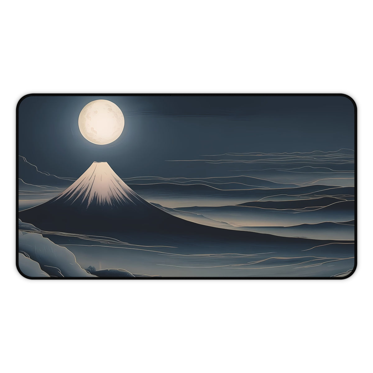 Fuji Moon Desk Mat — Japanese night landscape desk pad by Akariwave, view 3