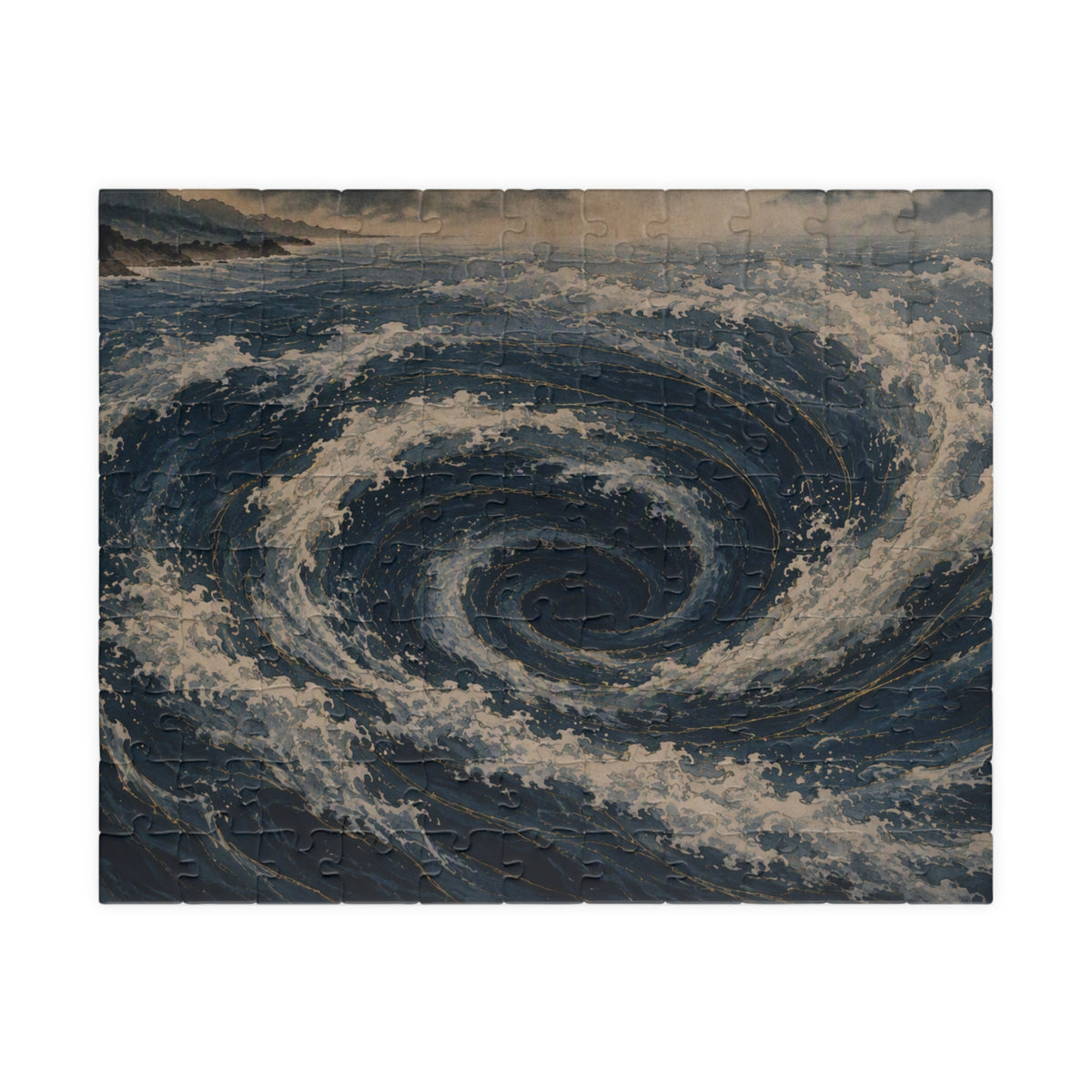 Whirlpool Puzzle — swirling ocean whirlpool, ukiyo-e style jigsaw puzzle by Akariwave