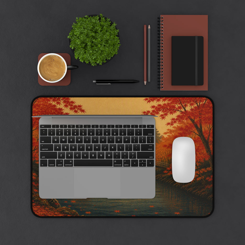 Maple River Desk Mat — Japanese autumn desk pad by Akariwave, view 9