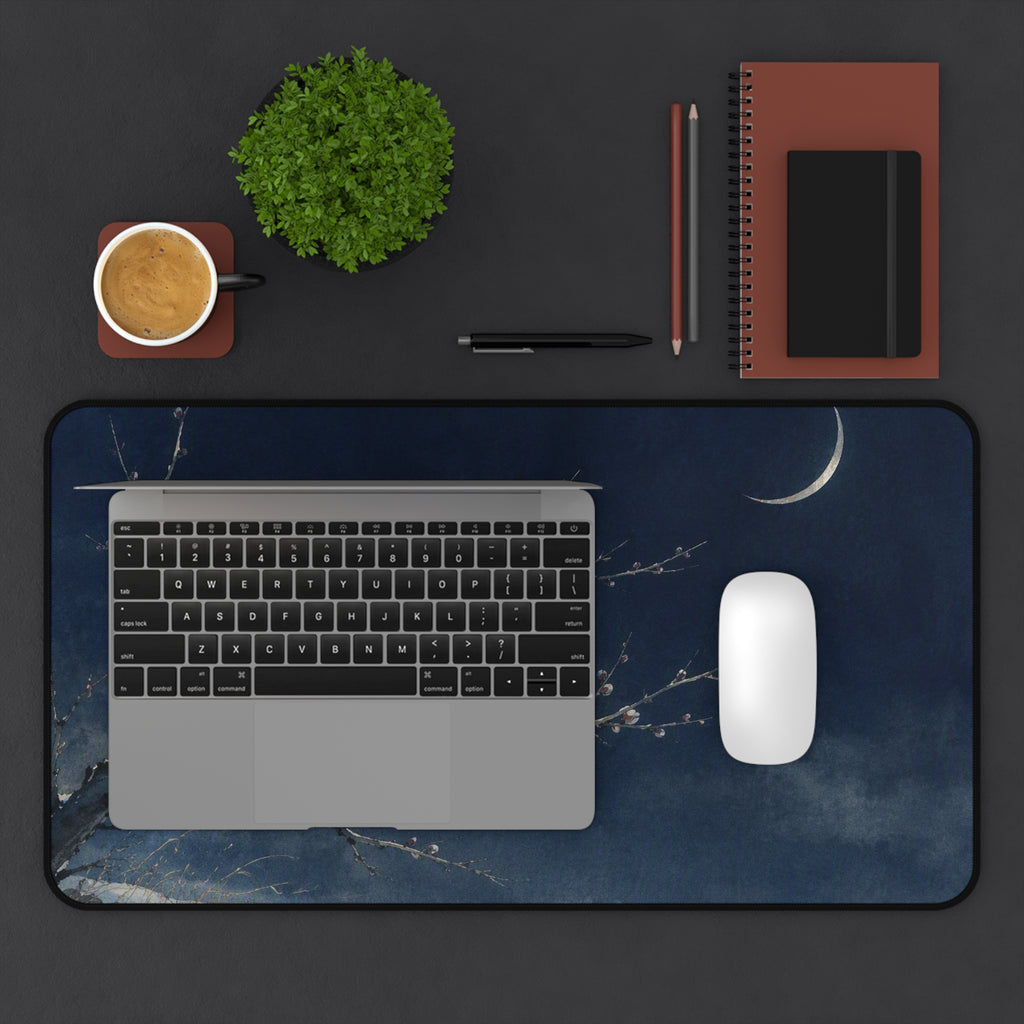Plum Blossom Desk Mat — Japanese winter moon desk pad by Akariwave, view 11