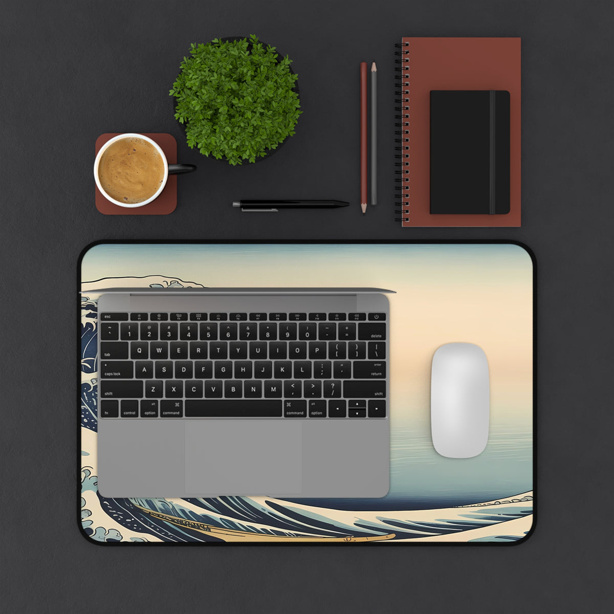 Hokusai Wave Desk Mat — Japanese wave art desk pad by Akariwave, view 8