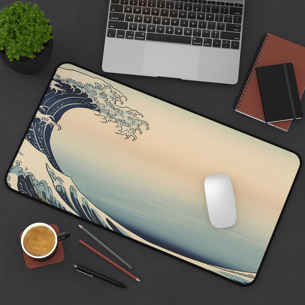 Hokusai Wave Desk Mat — Japanese wave art desk pad by Akariwave, view 12