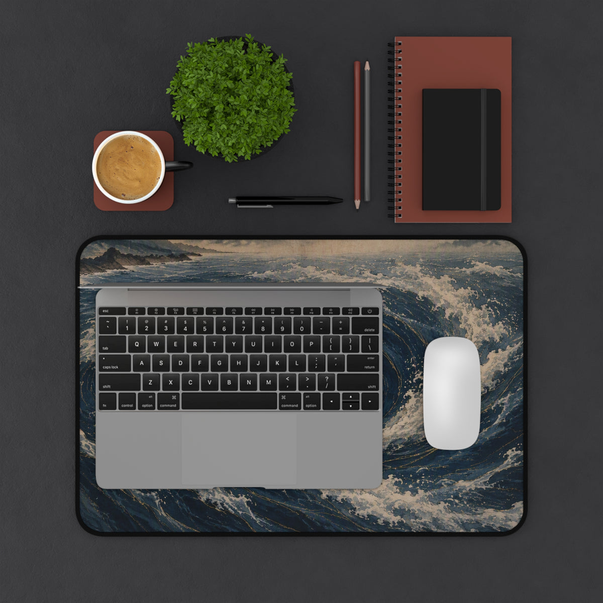 Whirlpool Desk Mat — Japanese ocean vortex desk pad by Akariwave, view 8