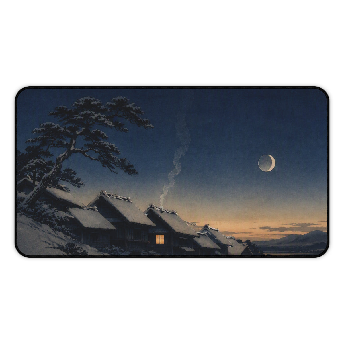 Snow Village Desk Mat — Japanese winter desk pad by Akariwave, view 3