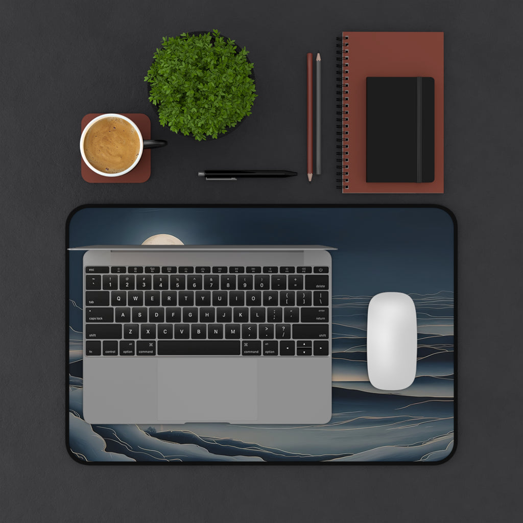 Fuji Moon Desk Mat — Japanese night landscape desk pad by Akariwave, view 8