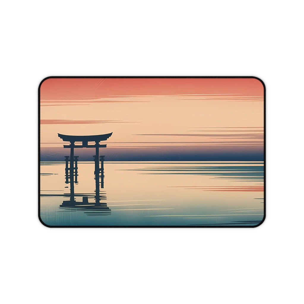 Torii Sunset Desk Mat — Japanese twilight desk pad by Akariwave, view 2