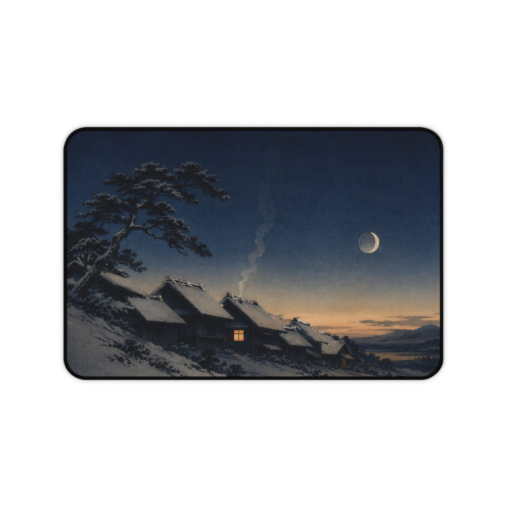 Snow Village Desk Mat — Japanese winter desk pad by Akariwave, view 2