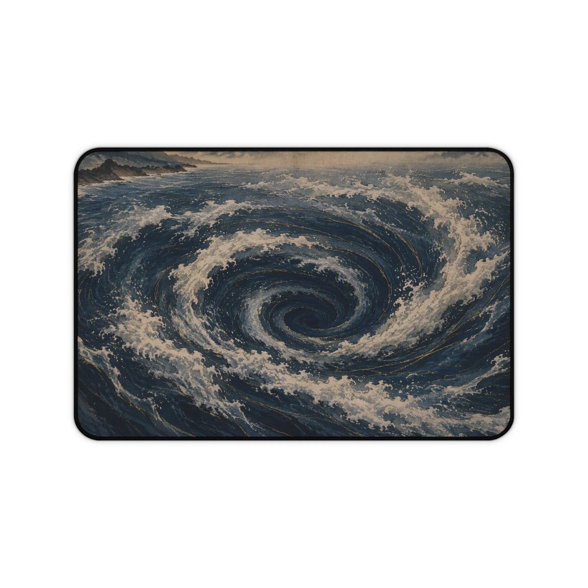 Whirlpool Desk Mat — Japanese ocean vortex desk pad by Akariwave, view 2