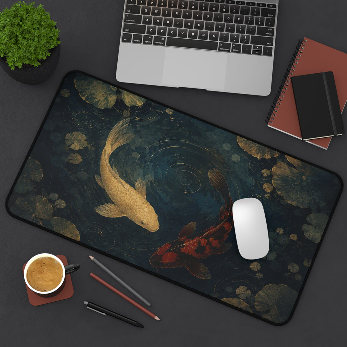 Koi Pond Desk Mat — Japanese koi fish desk pad by Akariwave, view 12