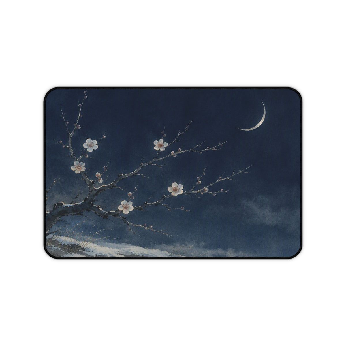 Plum Blossom Desk Mat — Japanese winter moon desk pad by Akariwave, view 2