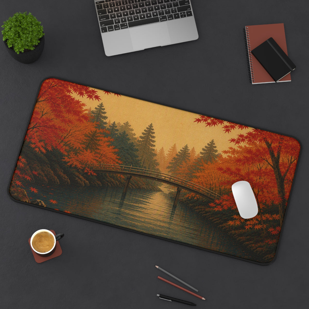 Maple River Desk Mat — Japanese autumn desk pad by Akariwave, view 7