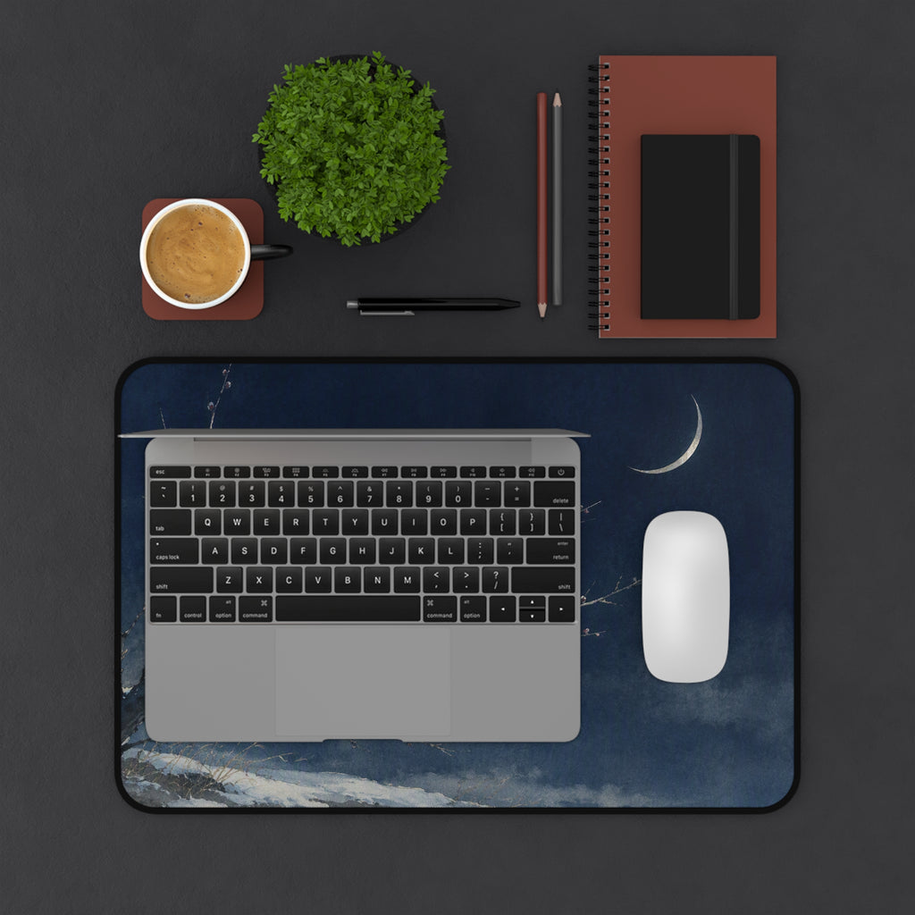 Plum Blossom Desk Mat — Japanese winter moon desk pad by Akariwave, view 8