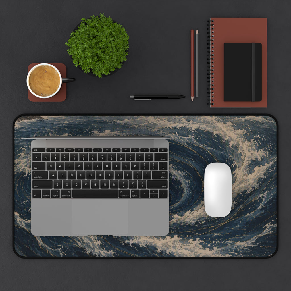 Whirlpool Desk Mat — Japanese ocean vortex desk pad by Akariwave, view 11