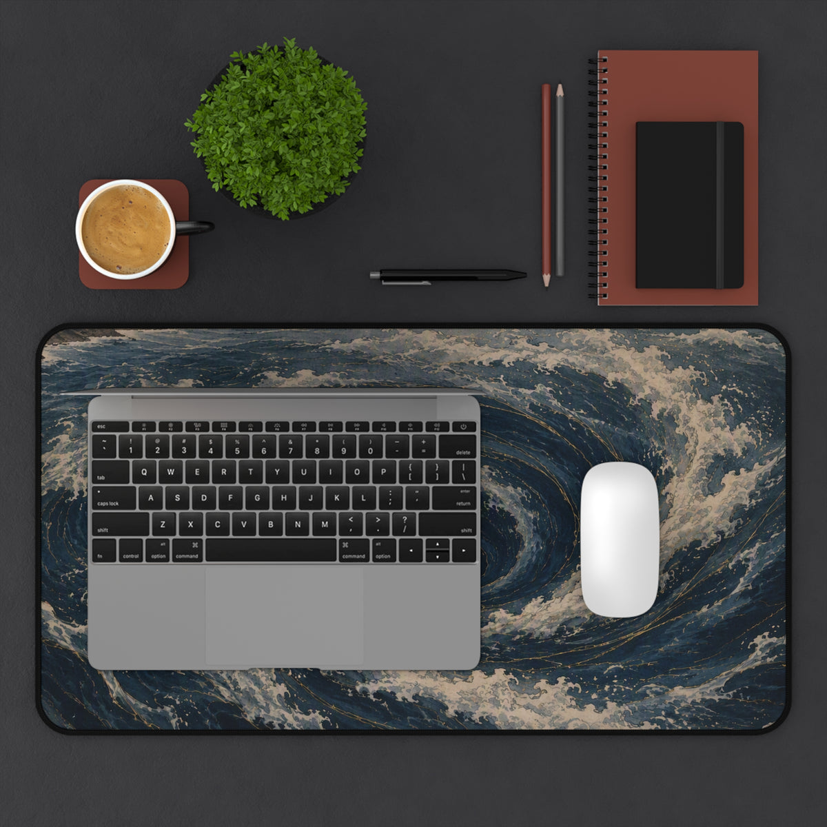Whirlpool Desk Mat — Japanese ocean vortex desk pad by Akariwave, view 11