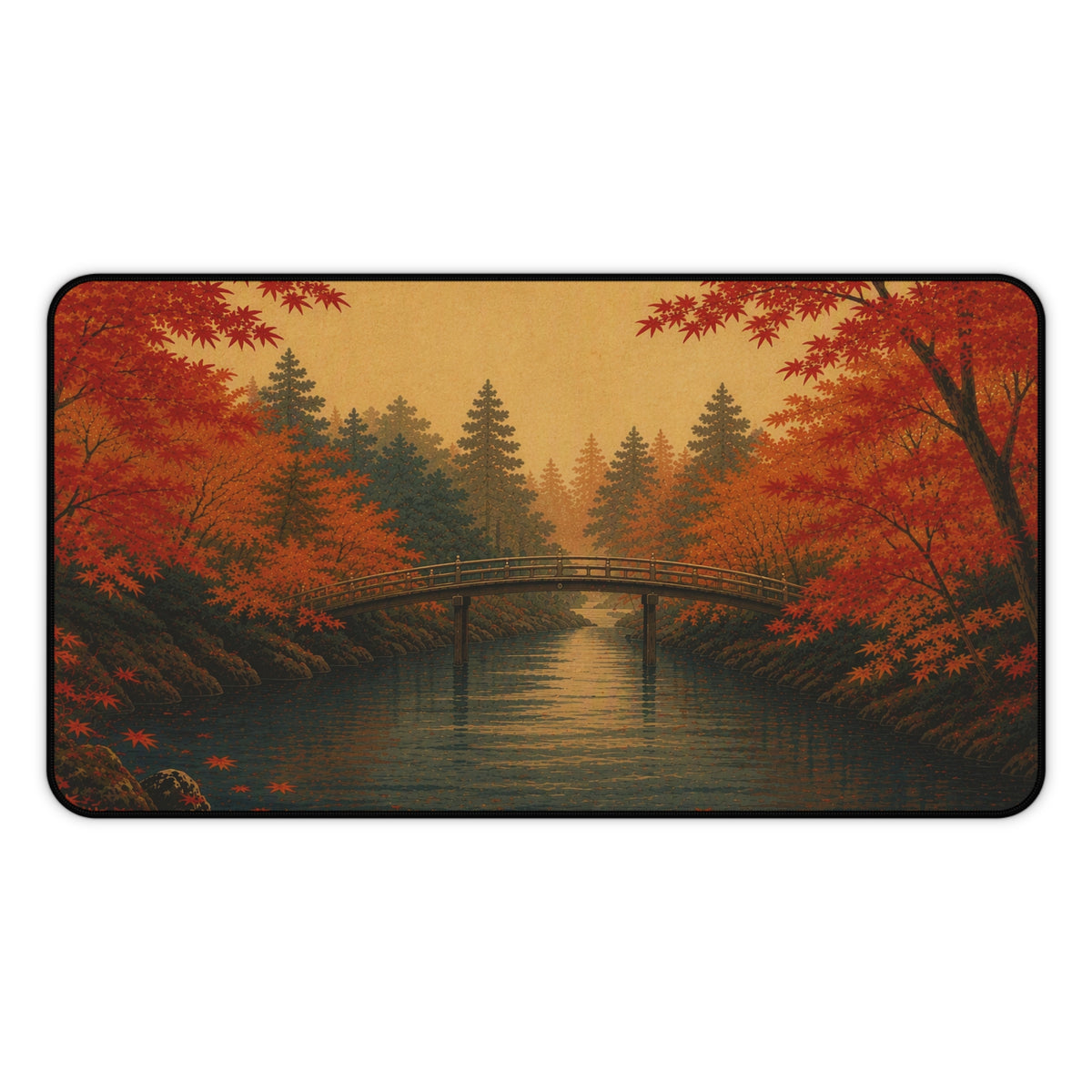 Maple River Desk Mat — Japanese autumn desk pad by Akariwave, view 4