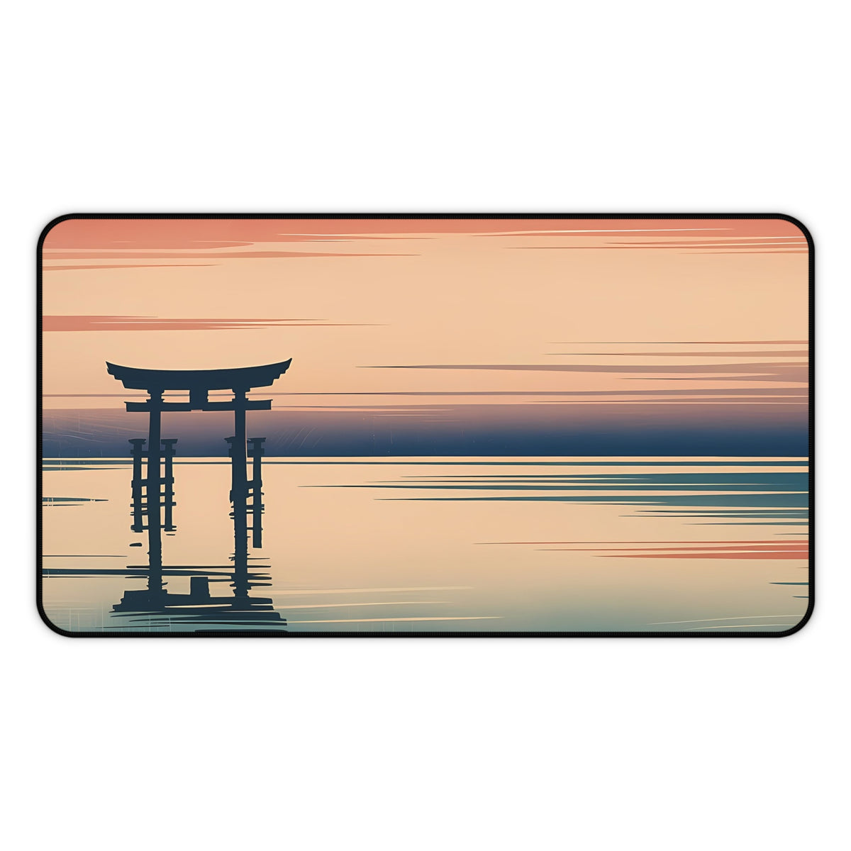 Torii Sunset Desk Mat — Japanese twilight desk pad by Akariwave, view 3
