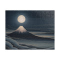 Fuji Moon Puzzle — Mount Fuji under a full moon, ukiyo-e night landscape jigsaw puzzle by Akariwave