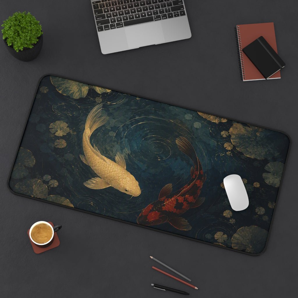 Koi Pond Desk Mat — Japanese koi fish desk pad by Akariwave, view 6