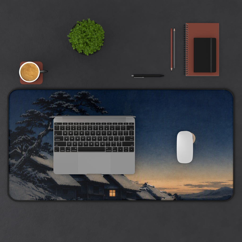 Snow Village Desk Mat — Japanese winter desk pad by Akariwave, view 5
