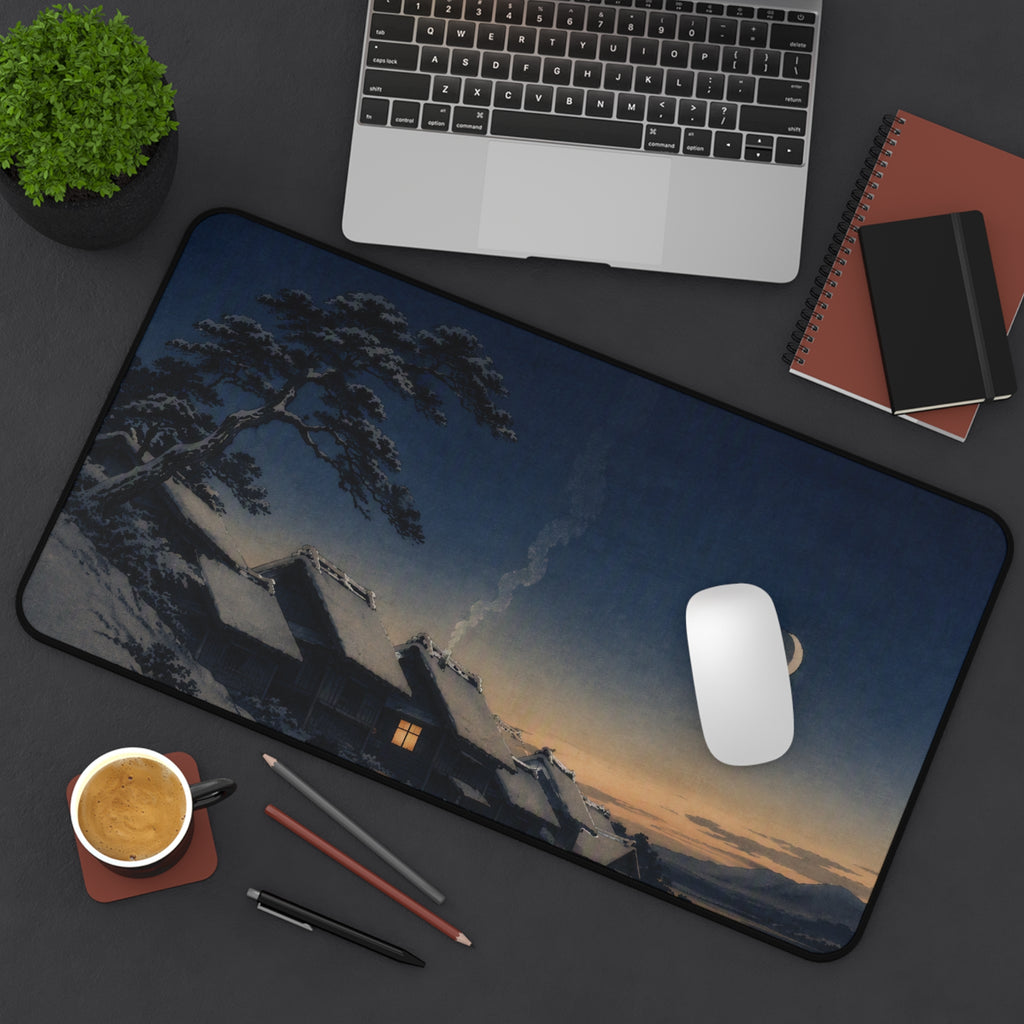 Snow Village Desk Mat — Japanese winter desk pad by Akariwave, view 12