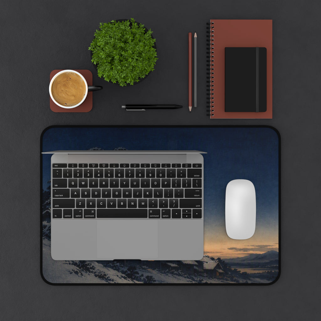 Snow Village Desk Mat — Japanese winter desk pad by Akariwave, view 8