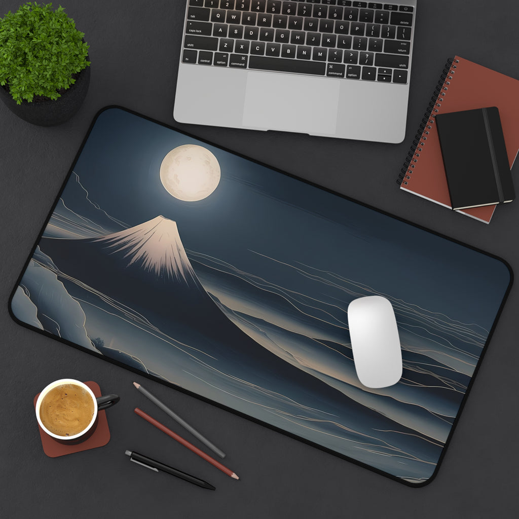 Fuji Moon Desk Mat — Japanese night landscape desk pad by Akariwave, view 12