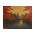 Maple River Puzzle — autumn maple river scene, ukiyo-e style jigsaw puzzle by Akariwave